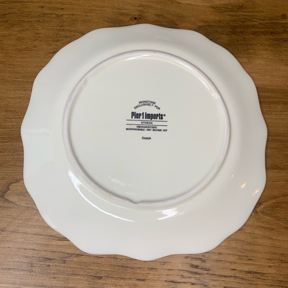 Pier 1 Imports ATHENA 8.5" Salad Plate Set 3Pc Blue Green Gold Floral Scalloped - Picture 4 of 6